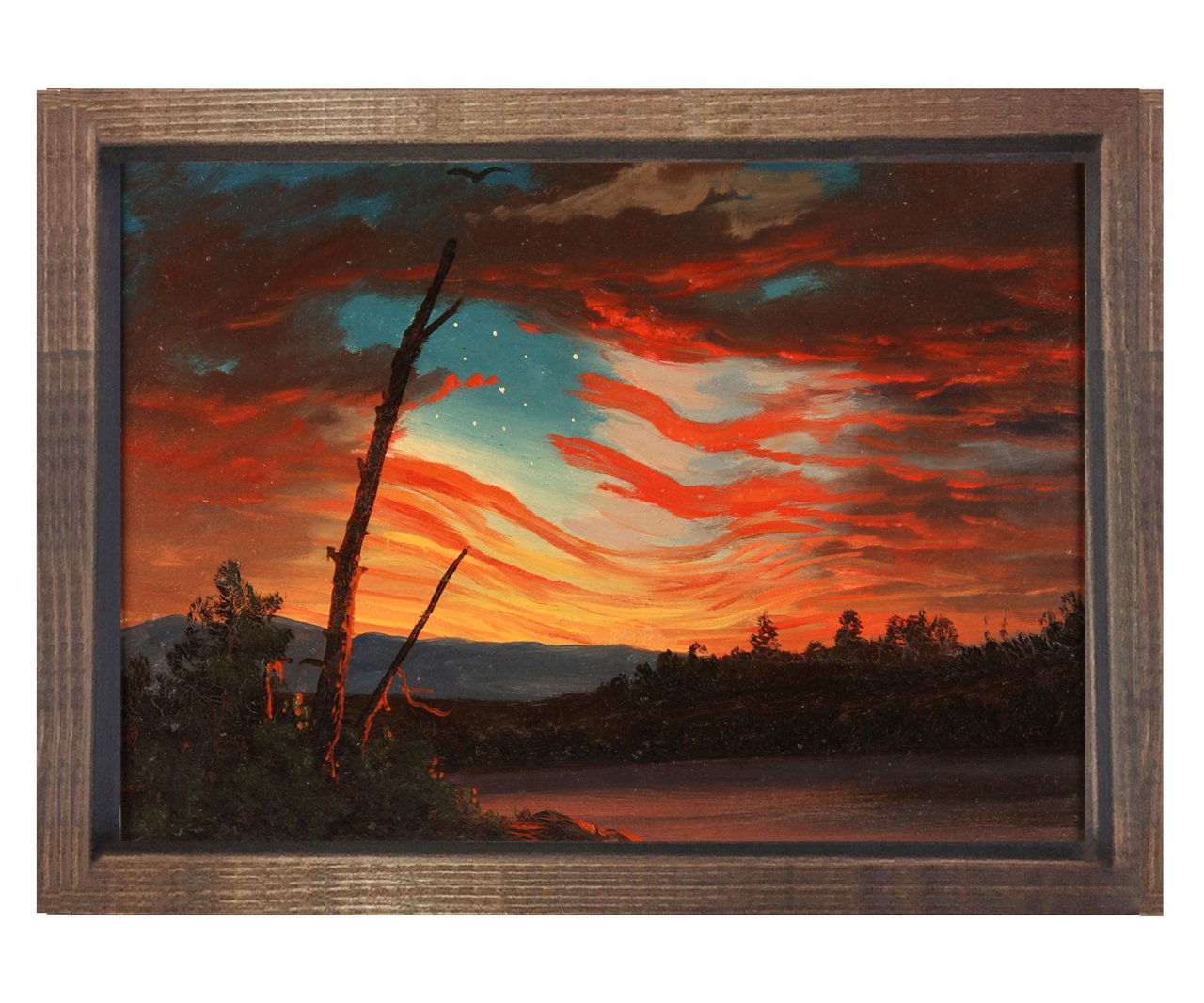 Frederic Edwin Church - Our Banner in the Sky Tablosu Kahverengi Ahşap Çerçeve - 50x70