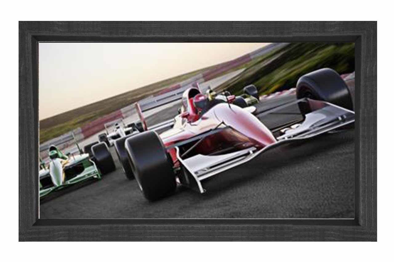 Formula Arabaları Tablosu Siyah Ahşap Çerçeve - 70x100