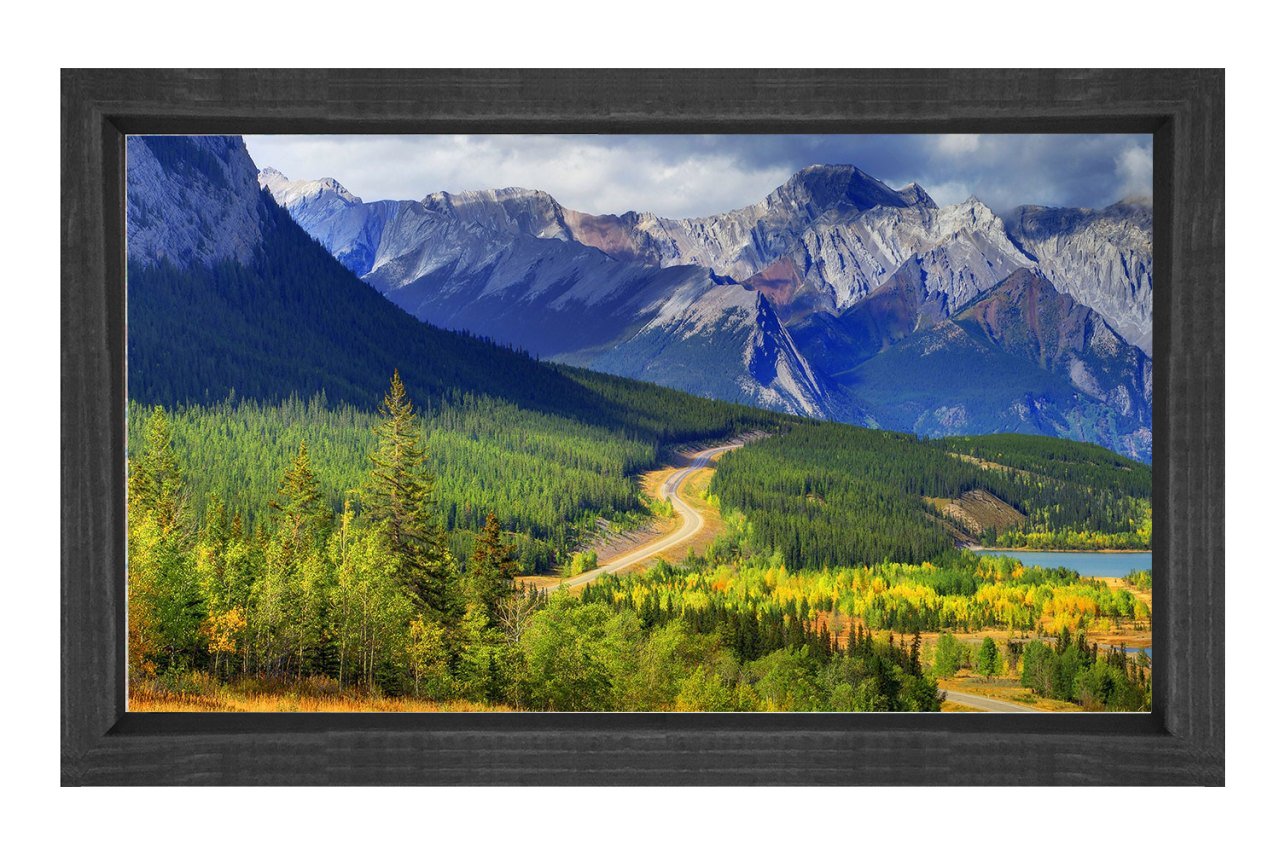 Alp Dağları Manzarası Tablosu Siyah Ahşap - 50x90