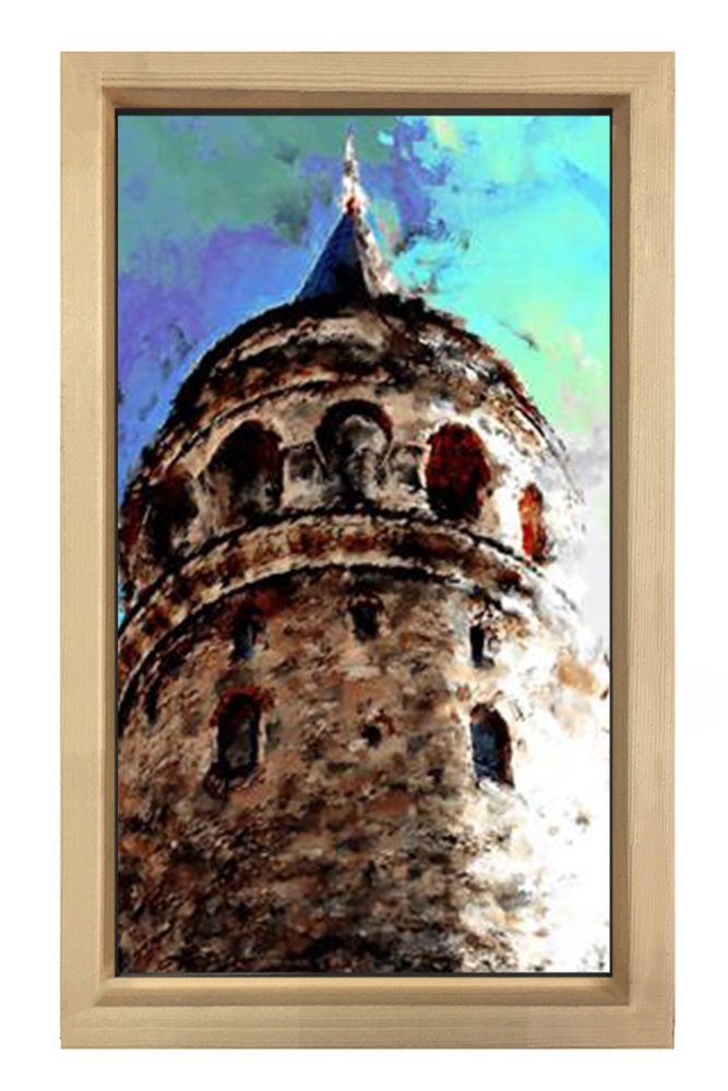 Galata Kulesi Tablosu Naturel Ahşap - 100x150