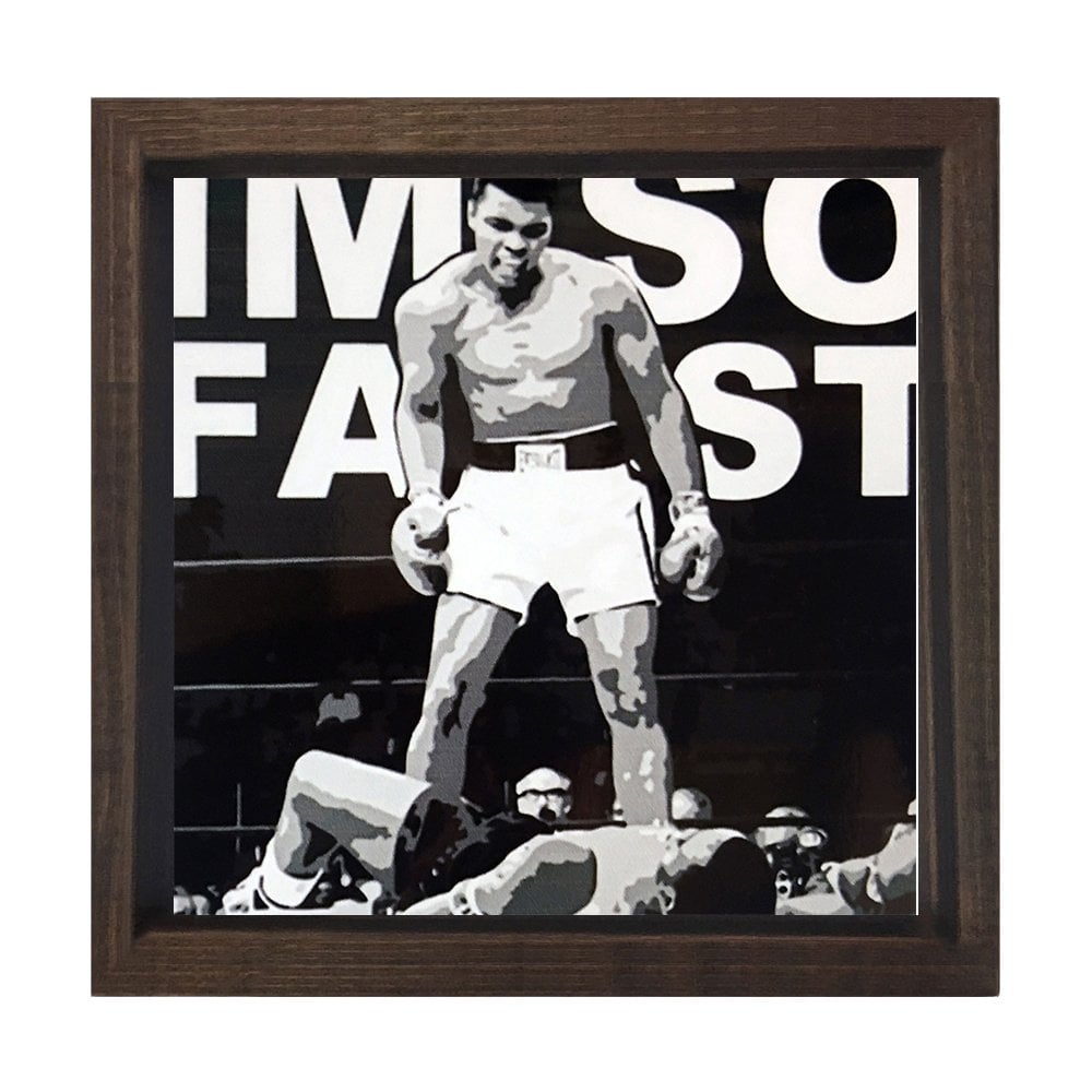 Muhammed Ali Tablosu Siyah Ahşap Çerçeve - 60x60