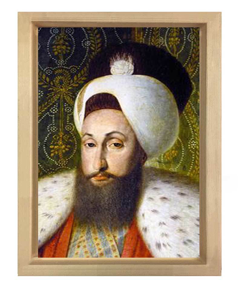 Sultan Süleyman Tablosu Naturel Ahşap Çerçeve - 70x100