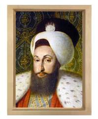 Sultan Süleyman Tablosu Naturel Ahşap Çerçeve - 70x100