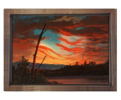 Frederic Edwin Church - Our Banner in the Sky Tablosu Kahverengi Ahşap Çerçeve - 70x100