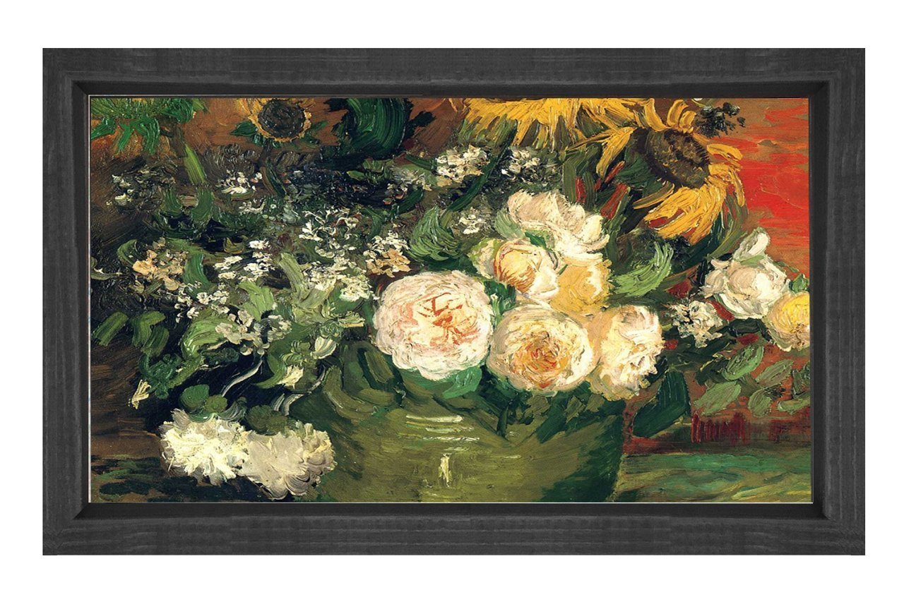 Reprodüksiyon Vazo Tablosu Siyah Ahşap - 100x150