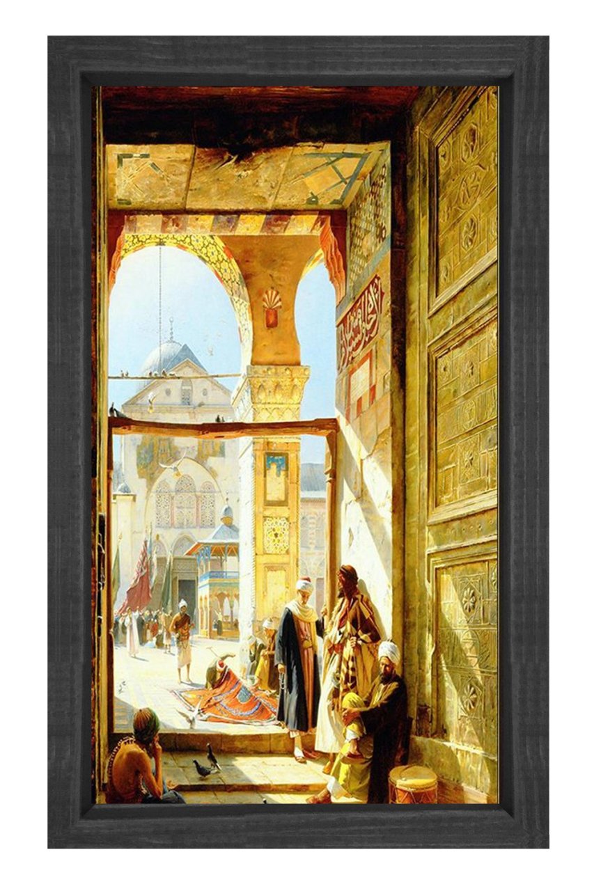 Oryantalist Manzara Tablosu Siyah Ahşap Çerçeve - 100x200
