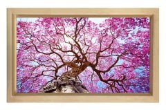 Mor Pembe Ağac Tablosu Naturel Ahşap Çerçeve - 70x100