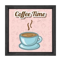 Kahve Zamanı Coffee Time Tablosu Siyah Ahşap Çerçeve - 60x60
