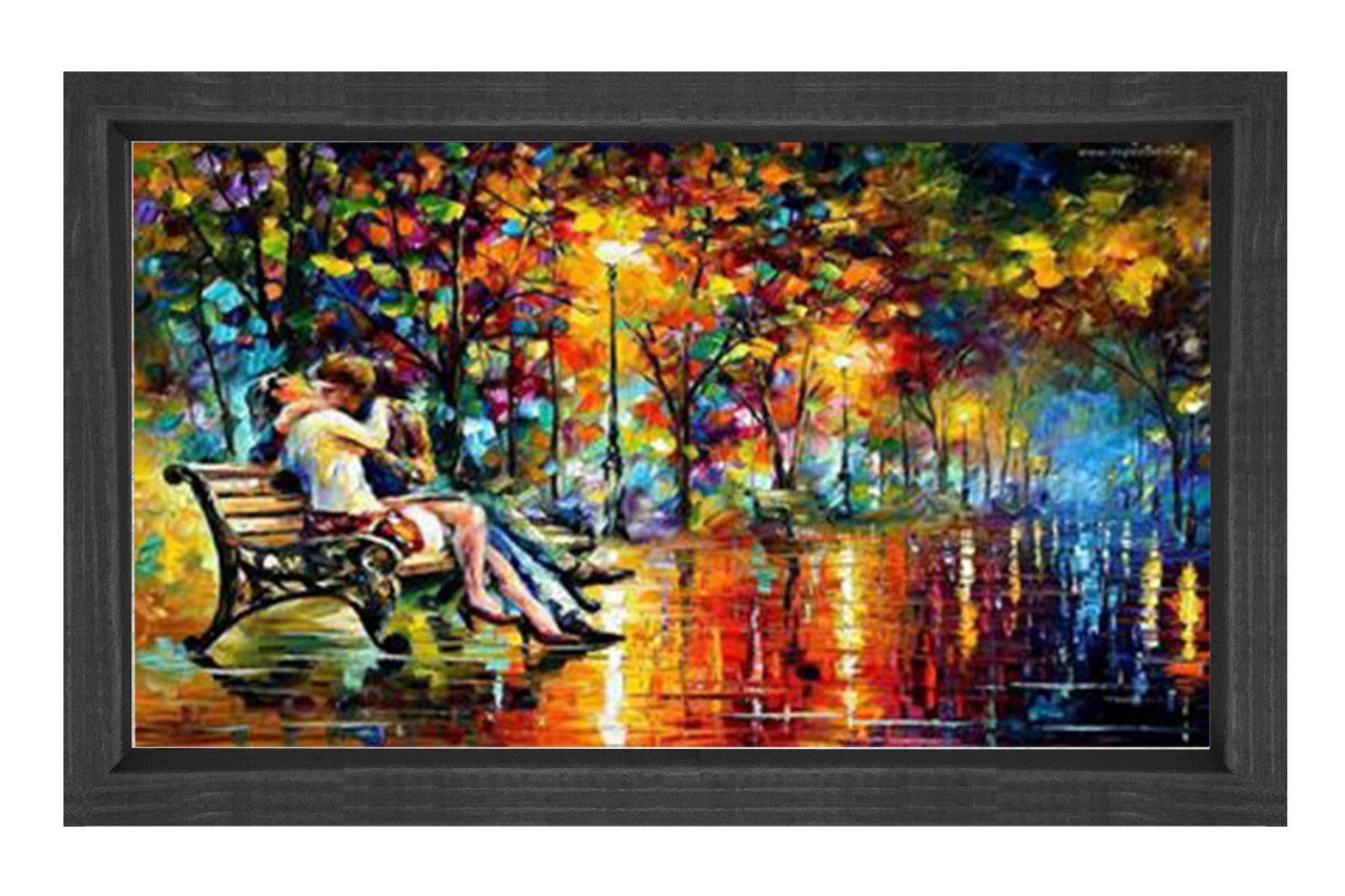Aşıklar Yol Manzara Tablosu Siyah Ahşap - 50x70