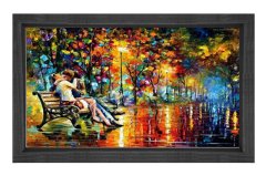 Aşıklar Yol Manzara Tablosu Siyah Ahşap - 50x70