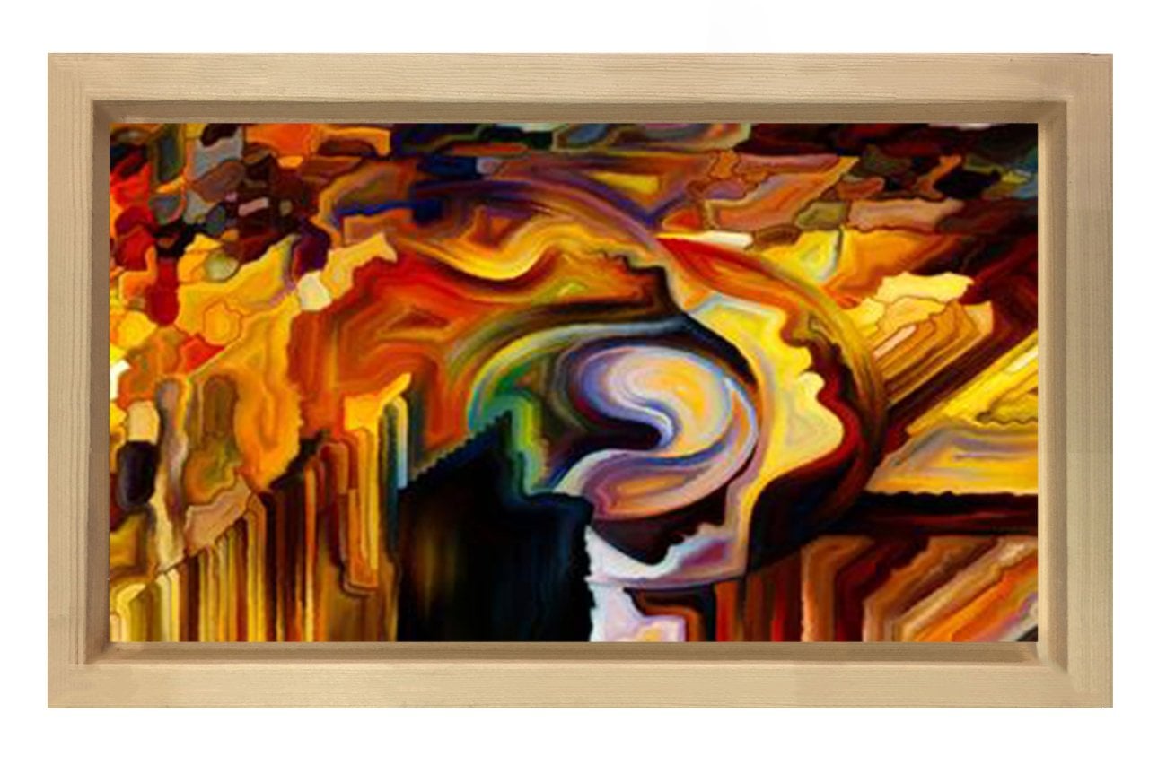 Soyut Reprodüksiyon Tablosu Naturel Ahşap - 50x70