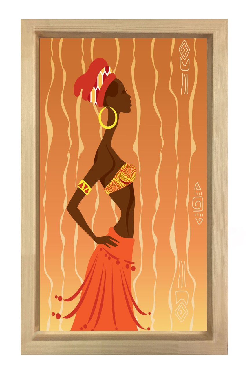 Afrikalı Dekor Kadın Tablosu Naturel Ahşap Çerçeve - 50x70