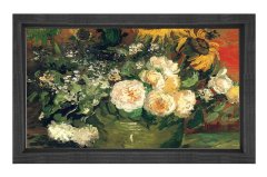 Reprodüksiyon Vazo Tablosu Siyah Ahşap - 40x60