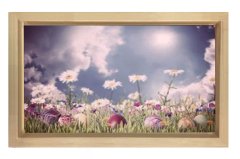 Papatya Çiçekleri Gökyüzü Tablosu Naturel Ahşap - 100x200