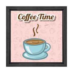 Kahve Zamanı Coffee Time Tablosu Siyah Ahşap Çerçeve - 80x80