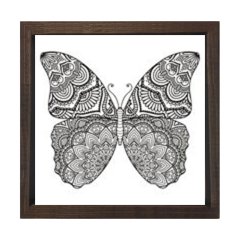 Mandala Kelebek Tablosu Kahverengi Ahşap Çerçeve - 80x80
