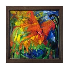 Soyut Reprodüksiyon Tablosu Kahverengi Ahşap Çerçeve - 70x70