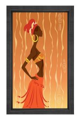 Afrikalı Dekor Kadın Tablosu Siyah Ahşap Çerçeve - 100x150