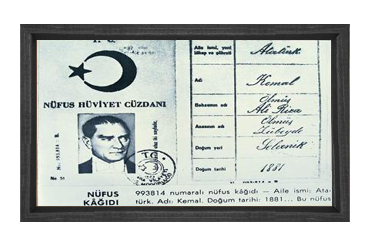 Atatürk Nüfüs Kağıdı Tablosu Çerçevesiz - 50x70