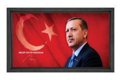 Sayın: Recep Tayyip Erdoğan Tablosu Siyah Ahşap Çerçeve - 45x30