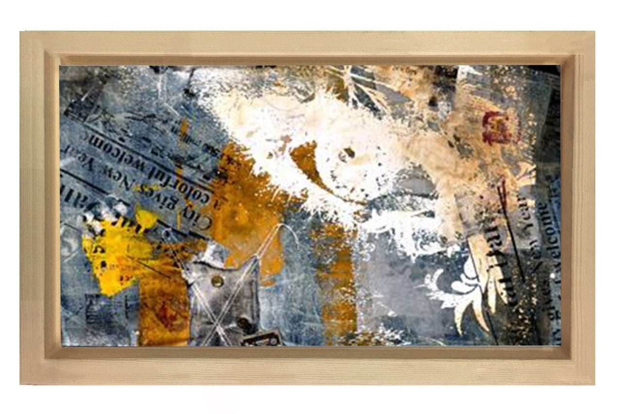 Soyut Reprodüksiyon Tablosu Naturel Ahşap Çerçeve - 45x30