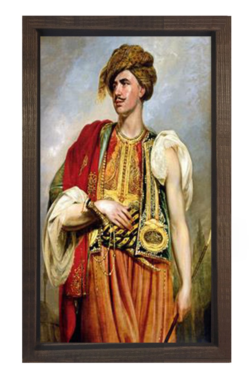 Osmanlı Adam Tablosu Kahverengi Ahşap Çerçeve - 70x100
