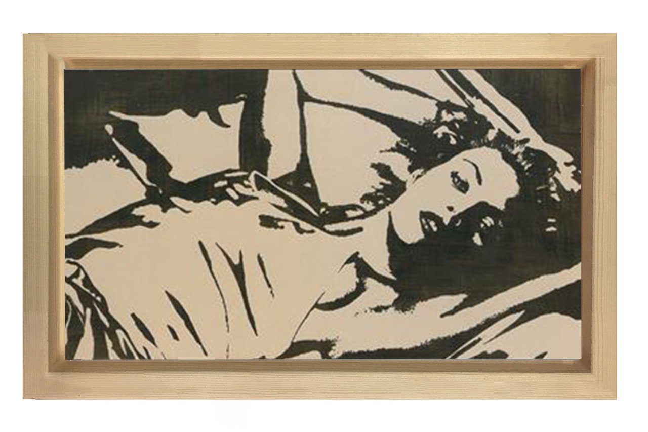 İlisturasyon Kadın Tablosu Naturel Ahşap Çerçeve - 50x70