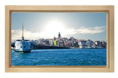 İstanbul Manzarası Tablosu Naturel Ahşap Çerçeve - 50x90