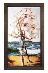 Gemi Tablosu Kahverengi Ahşap Çerçeve - 100x150