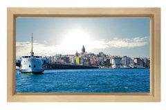 İstanbul Manzarası Tablosu Naturel Ahşap Çerçeve - 70x100