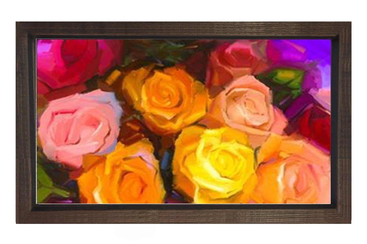 Gül Çiçekleri Tablo Tablosu Kahverengi Ahşap Çerçeve - 40x60