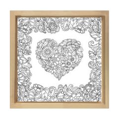 Kalpli Desen Boyama Tablo Tablosu Naturel Ahşap Çerçeve - 50x50