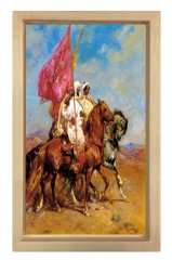 Çöl Süvarileri Tablosu Naturel Ahşap Çerçeve - 50x70