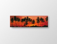 Palmiyeler ve Gün Doğumu Tablosu Çerçevesiz - 180x60