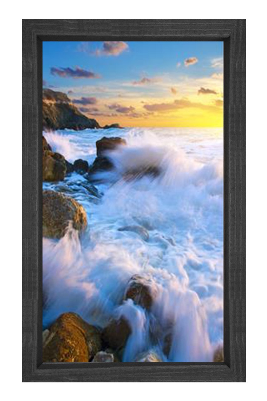 Dalgalı Deniz Tablosu Siyah Ahşap Çerçeve - 50x90