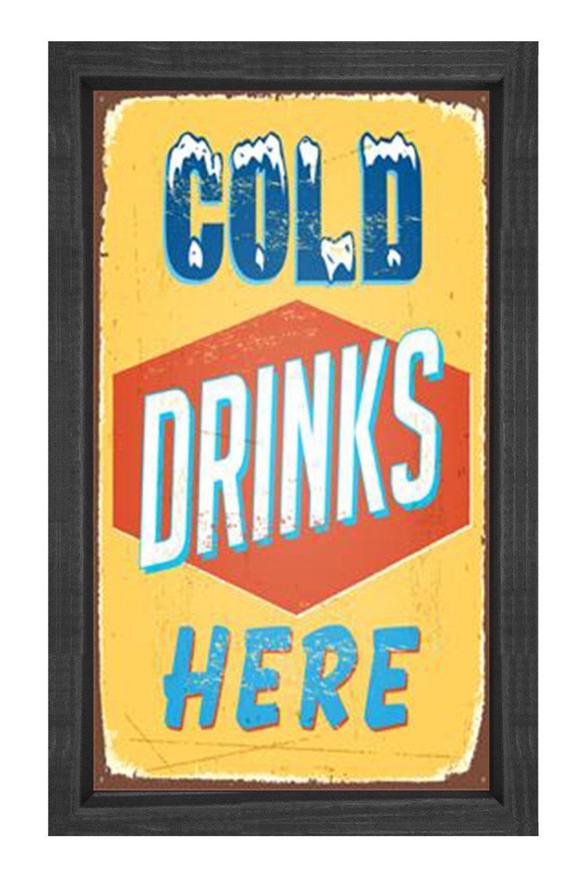 Cold Drink Vintage Afiş Tablosu Siyah Ahşap - 70x100