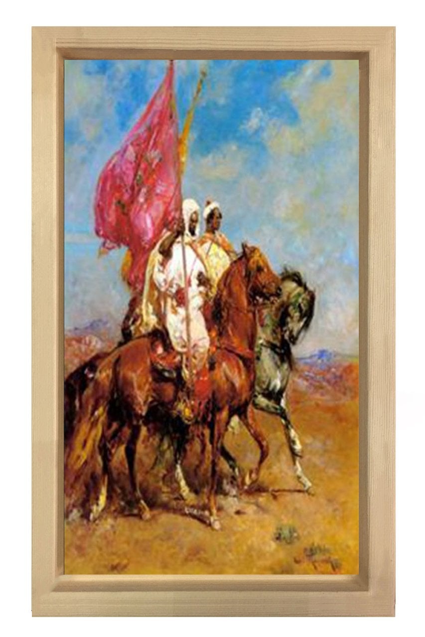 Çöl Süvarileri Tablosu Naturel Ahşap Çerçeve - 50x90