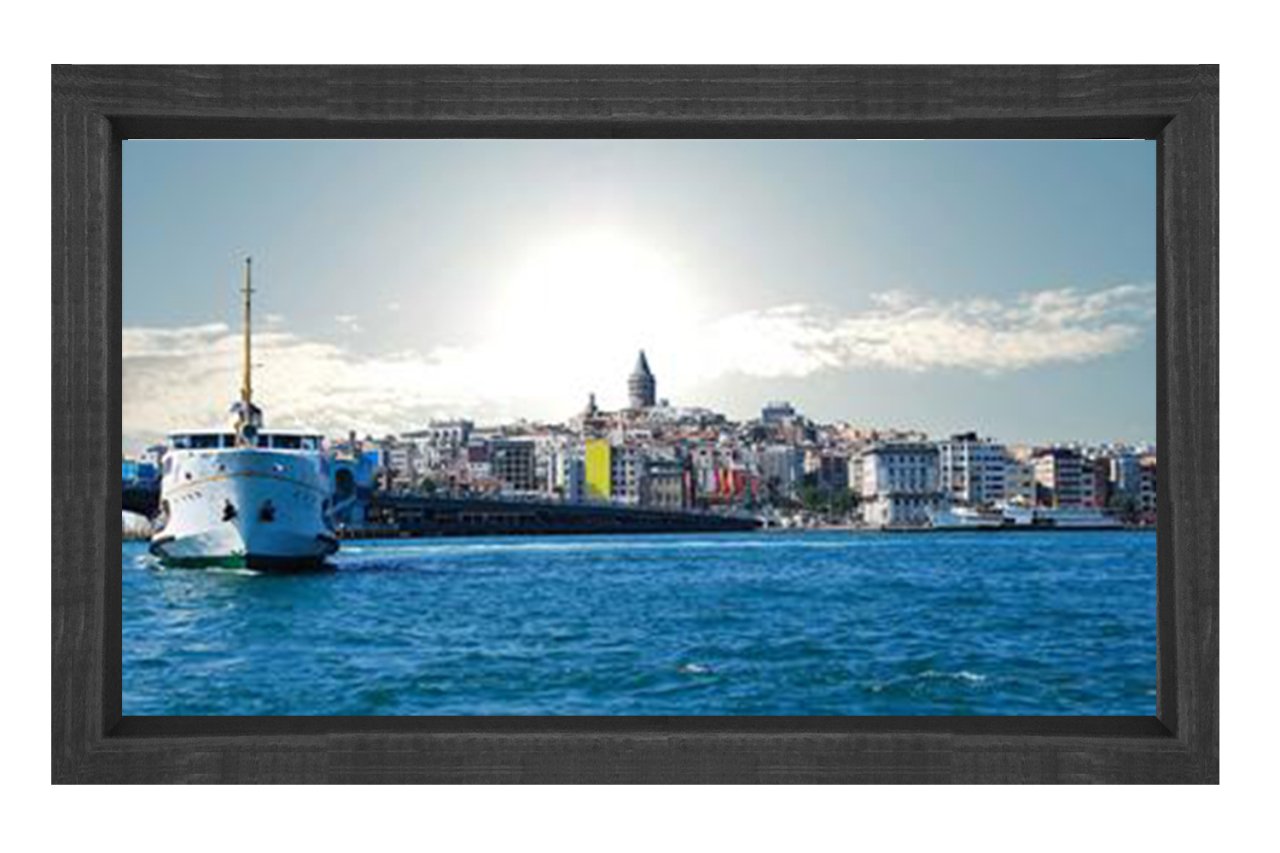 İstanbul Manzarası Tablosu Siyah Ahşap Çerçeve - 40x60