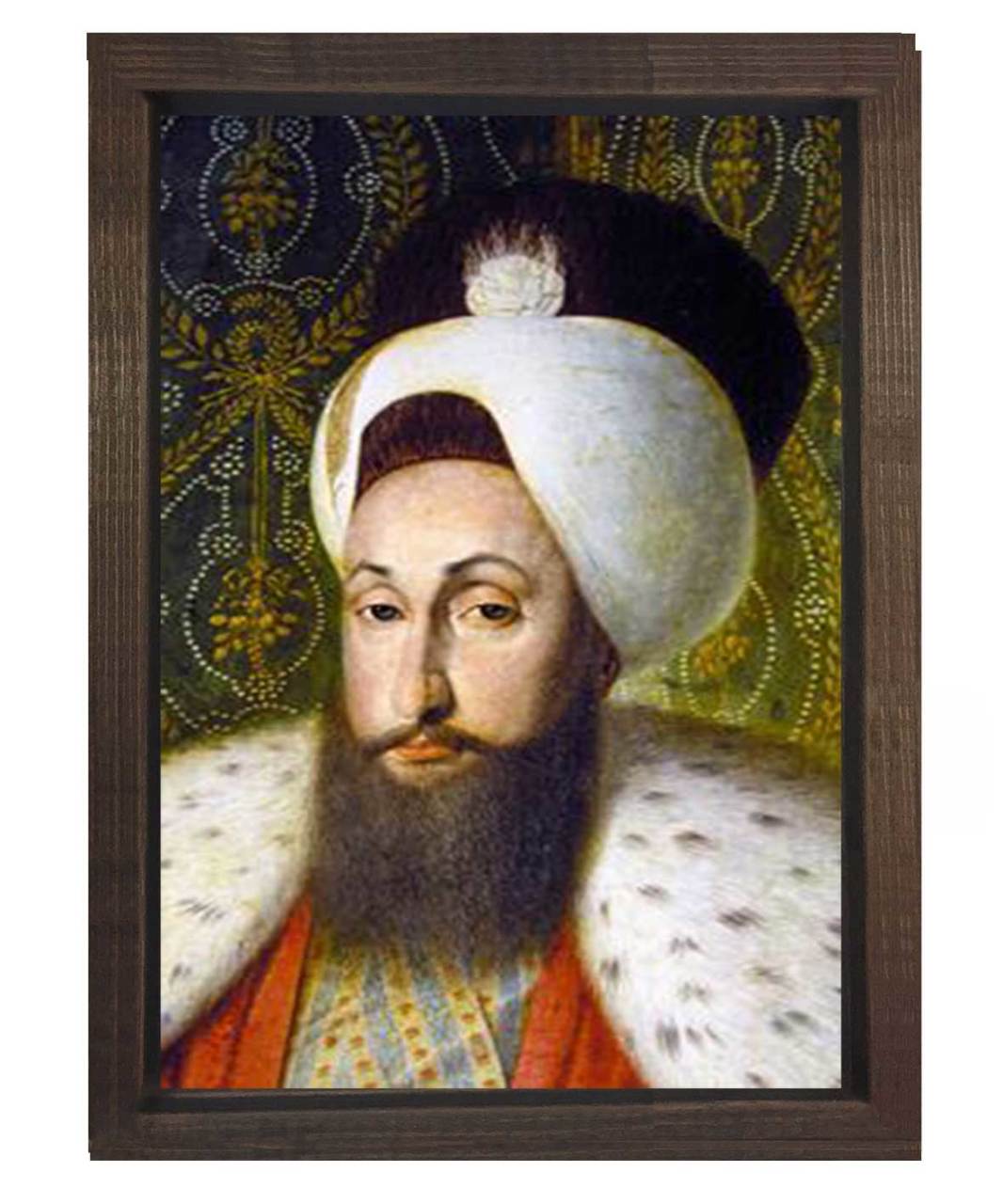 Sultan Süleyman Tablosu Kahverengi Ahşap Çerçeve - 70x100
