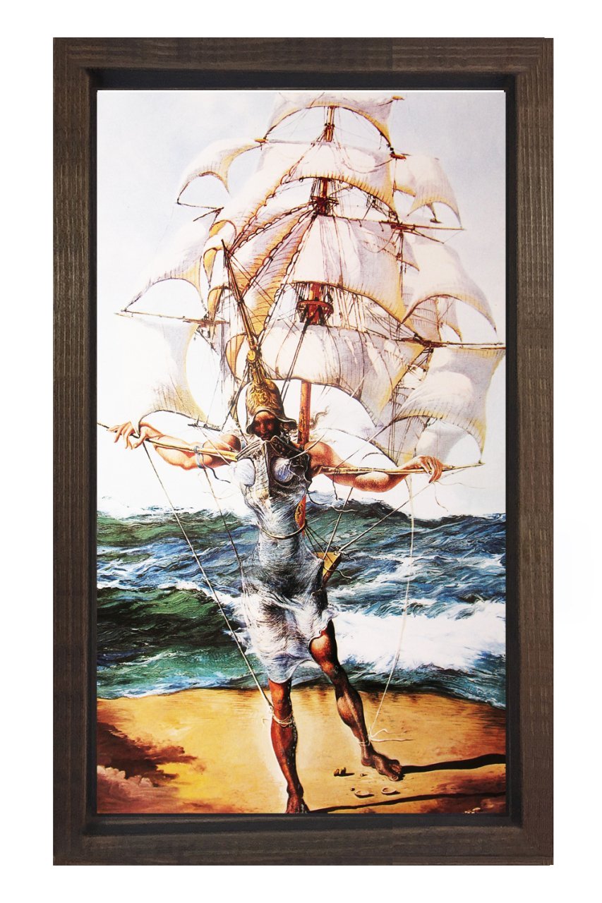 Gemi Tablosu Kahverengi Ahşap Çerçeve - 50x90