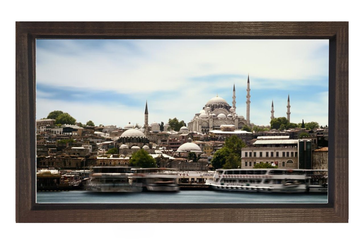 Süleymaniye Camii Tablosu Kahverengi Ahşap Çerçeve - 50x90