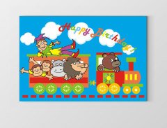 Sevimli Hayvanlar Treni Tablosu Çerçevesiz - 50x70