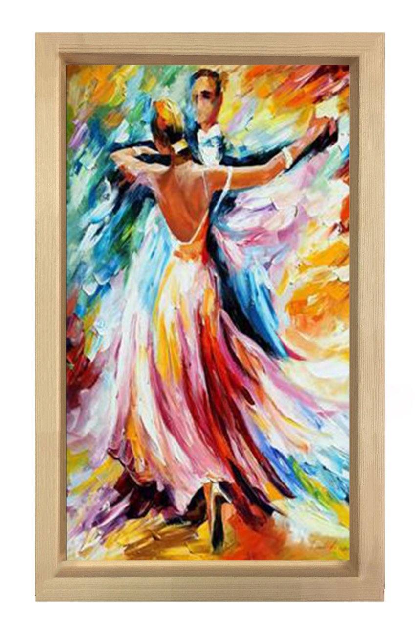 Dans Eden Çift Tablosu Naturel Ahşap Çerçeve - 50x90