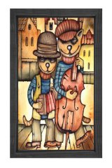 Marinne Vias Keman Kedi Tablosu Siyah Ahşap Çerçeve - 100x150
