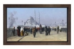 Osmanlı İstanbulu Tablosu Kahverengi Ahşap Çerçeve - 45x30