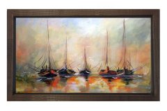 Soyut Gemiler Tablosu Kahverengi Ahşap - 50x90