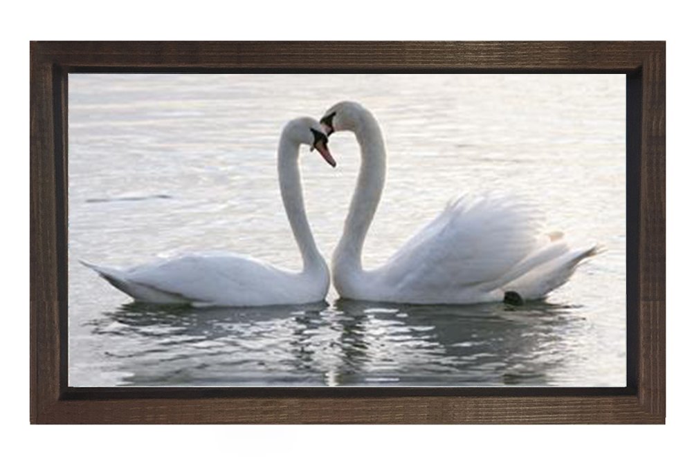 Kuğular Tablosu Kahverengi Ahşap Çerçeve - 100x200