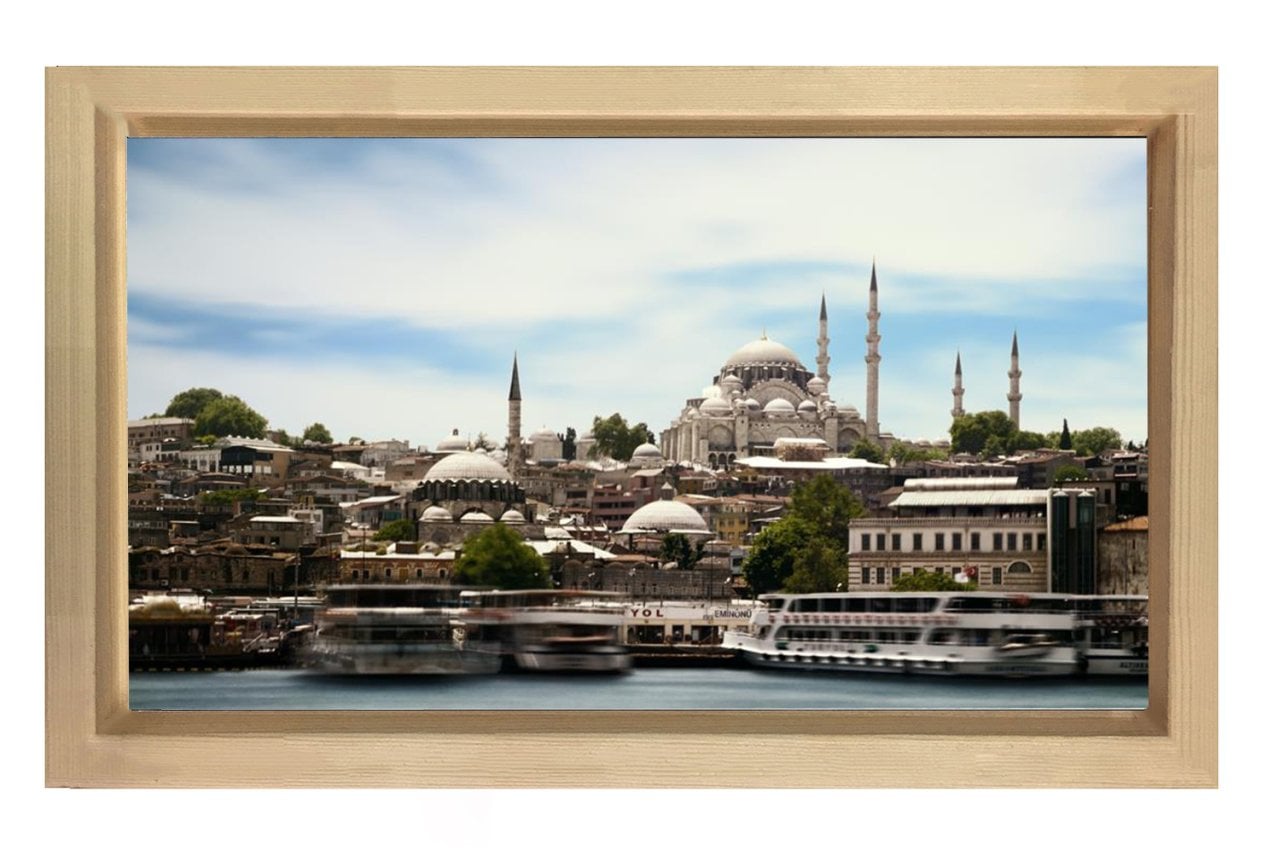 Süleymaniye Camii Tablosu Naturel Ahşap Çerçeve - 100x200