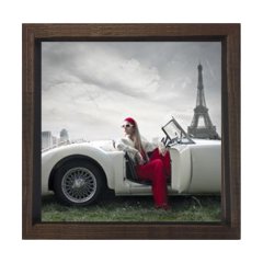 Paris Vintage Araba Tablosu Kahverengi Ahşap Çerçeve - 90x90