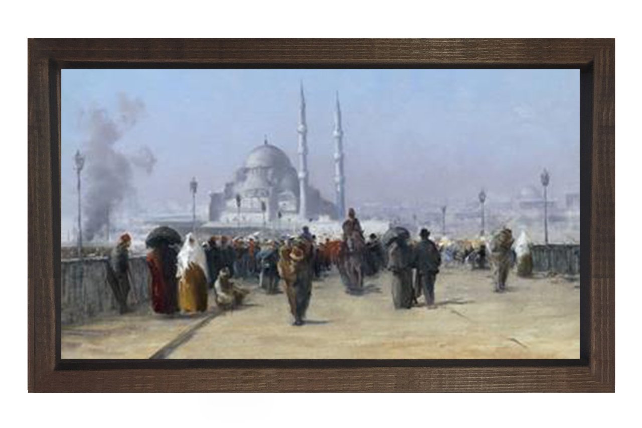 Osmanlı İstanbulu Tablosu Kahverengi Ahşap Çerçeve - 50x70